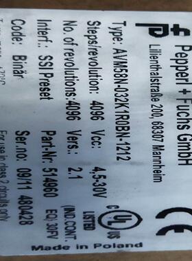 配件AVM58N-032K1R0BN-1212全新倍加福编码器询价议价