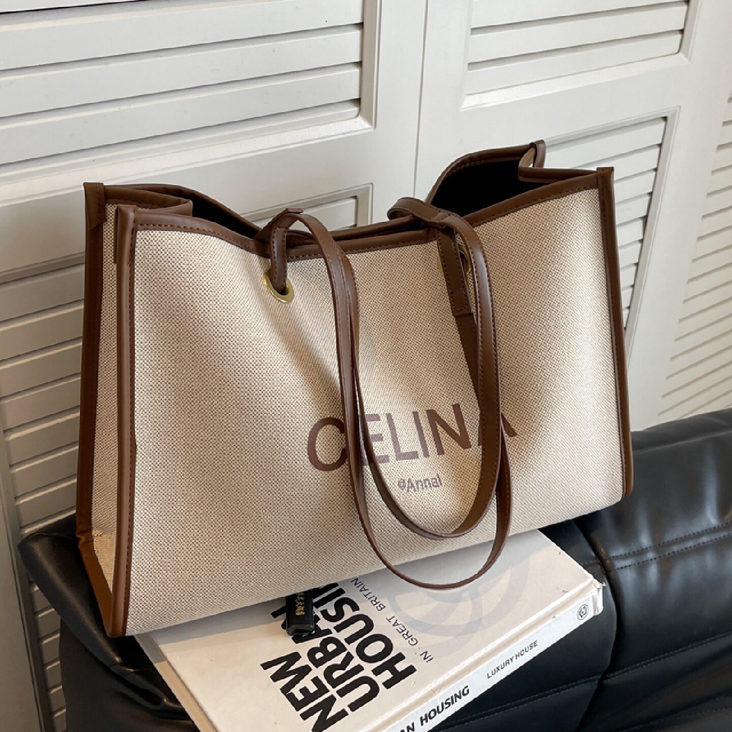 秋冬大容量包包女高级感网红爆款单肩包帆布百搭托特包上课通勤包