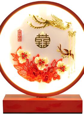 结婚台灯婚房床头灯卧室新人陪嫁喜灯浪漫礼物喜庆红色新婚长明灯