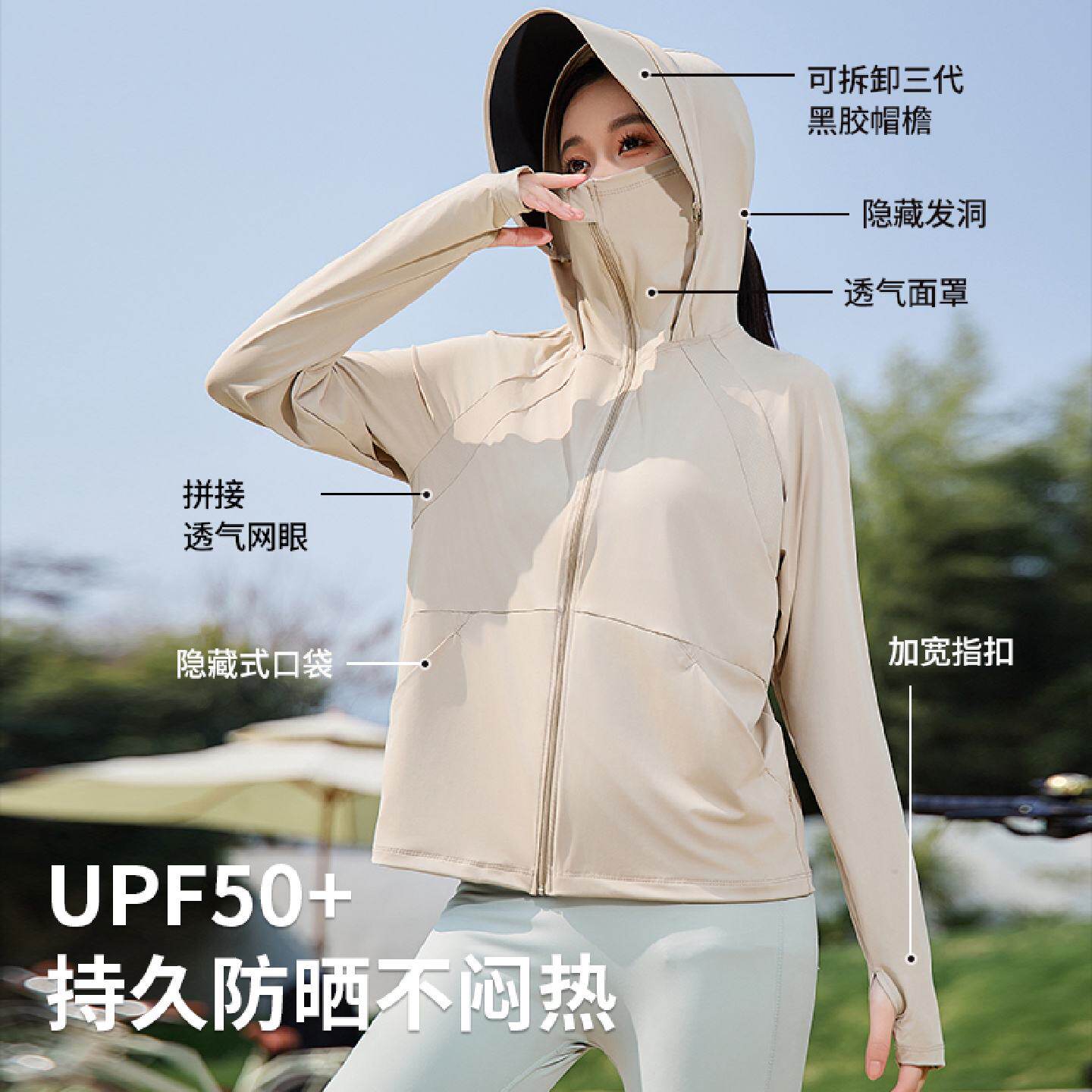 冰丝upf50防晒衣女帽子面罩一体夏季轻薄2025新款防紫外线防晒服