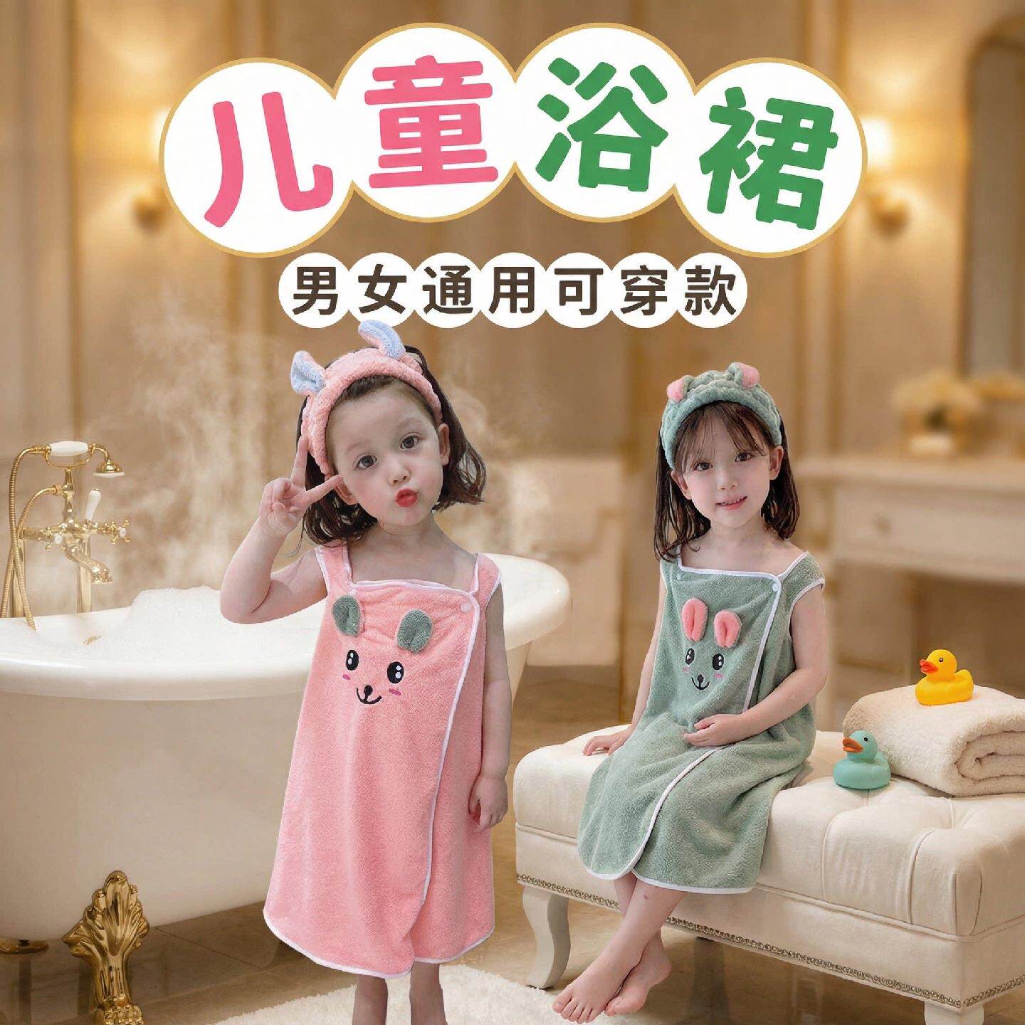 浴巾儿童专用大童2026新款女孩男孩可穿式吸水速干卫生间洗澡浴袍