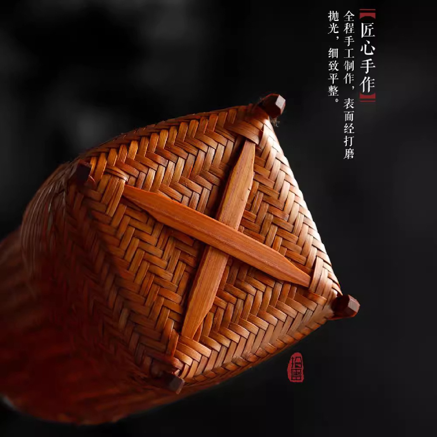 J6DA手工竹编六君子茶筒复古大漆收纳筒笔筒茶则茶针茶夹茶道零