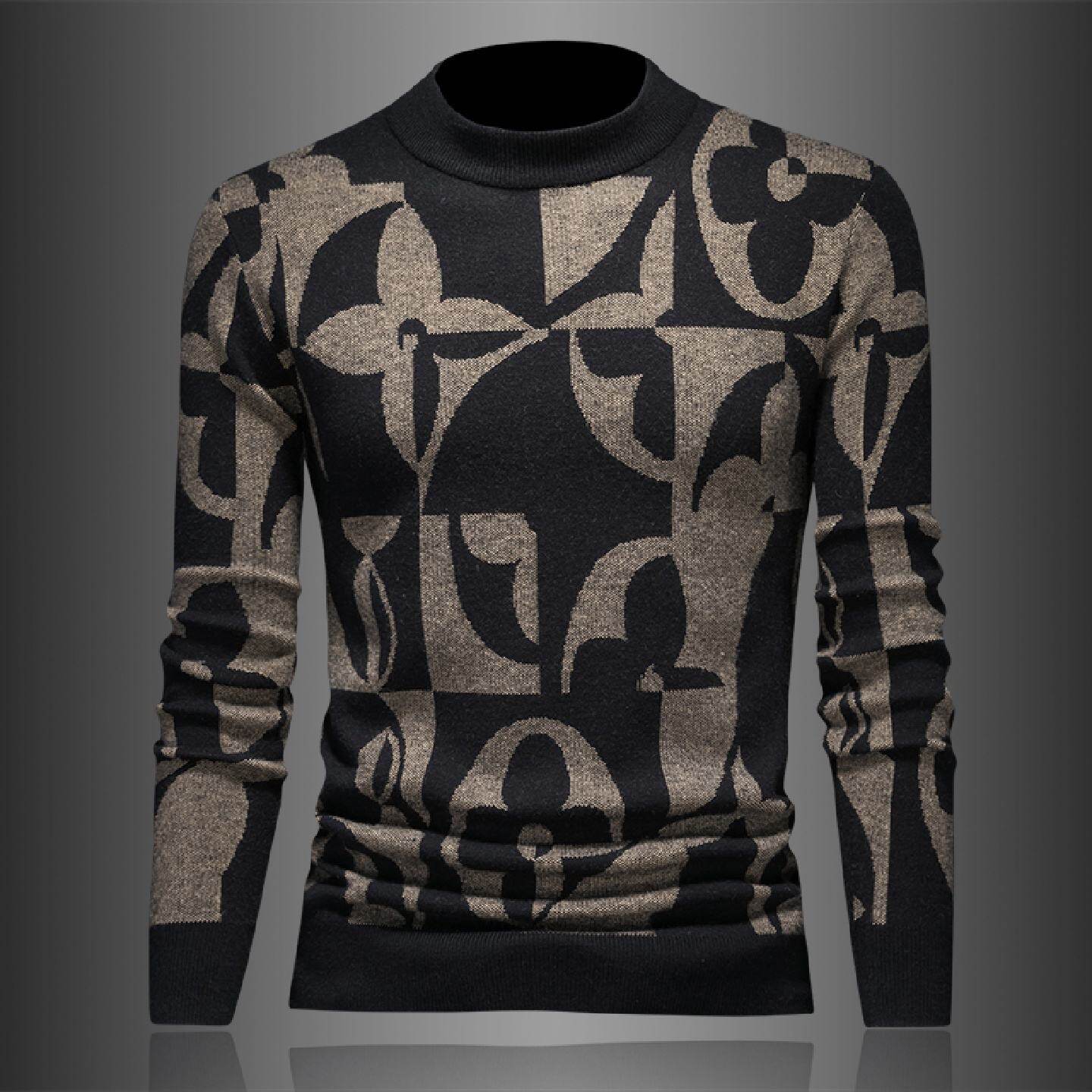 高档羊毛衫男士秋冬季新款加厚保暖圆领刺绣毛衣韩版休闲打底潮男