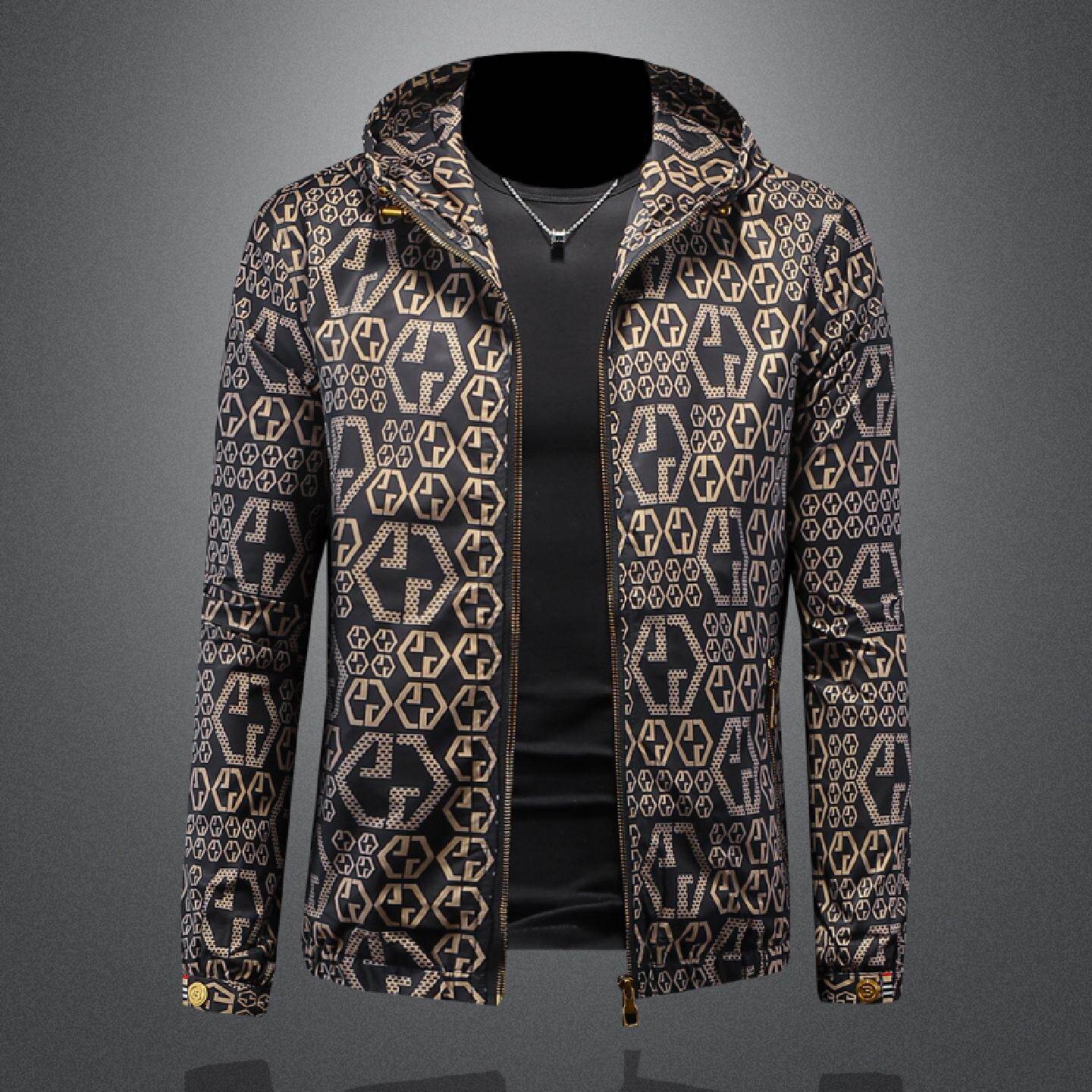 欧洲站连帽夹克外套男年春秋季新款修身韩版潮流大码休闲上衣潮男