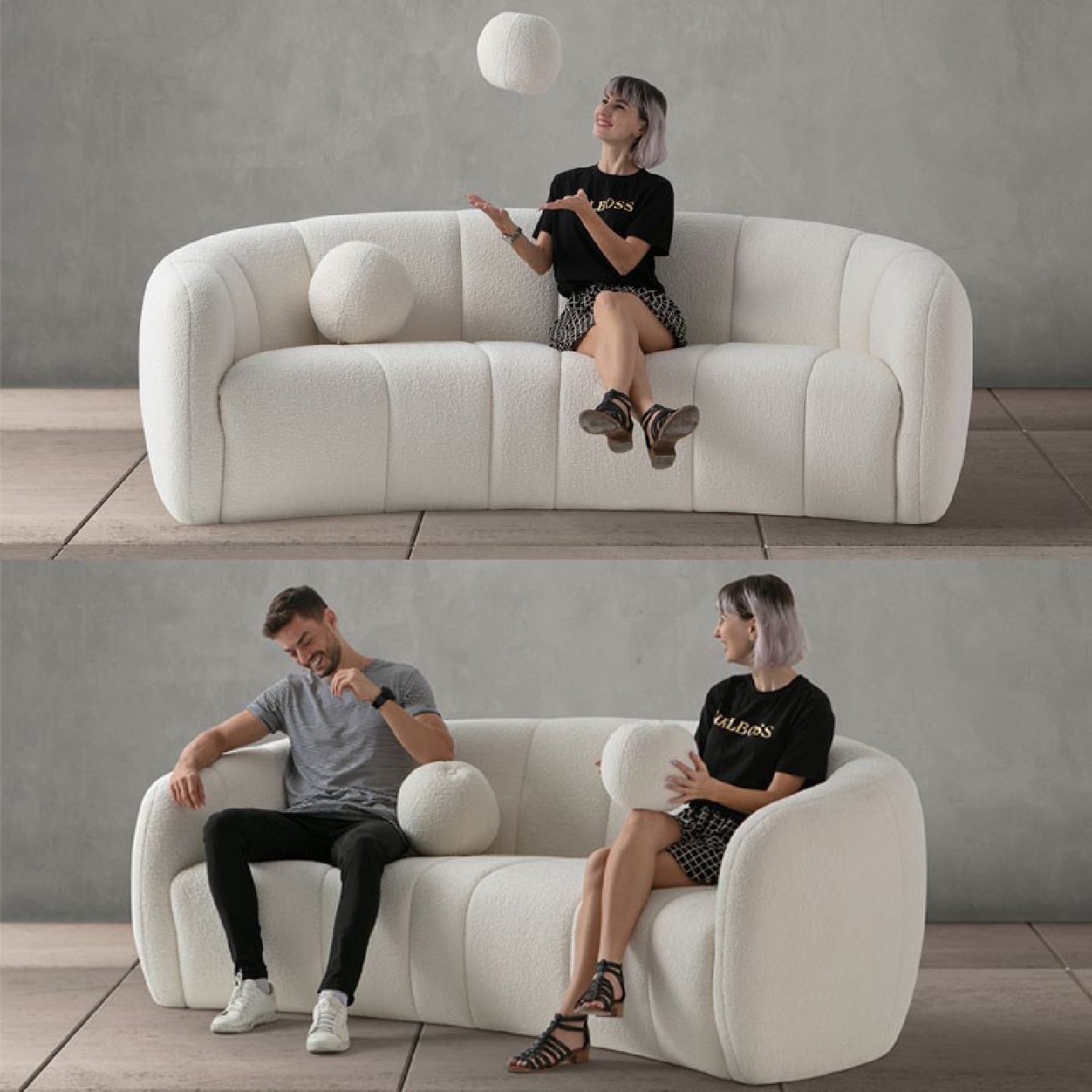 影楼工作室设计师别墅区美容院轻奢现代异形工作室创意弧形沙发