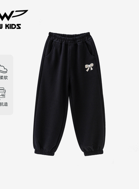 IPW女童2025秋冬新款束脚裤蝴蝶结春季中大儿童休闲针织运动裤