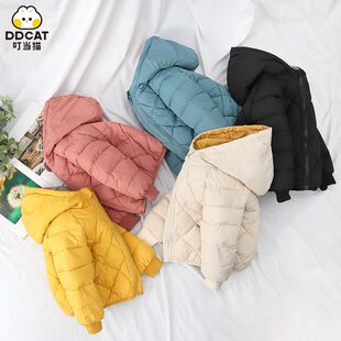 2023儿童羽绒棉服秋冬加绒加厚宝宝男女童菱形格时尚儿童外套短款