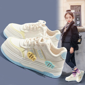 女童板鞋 防滑 中大童百搭休闲小白鞋 2025秋冬季 加绒保暖儿童运动鞋