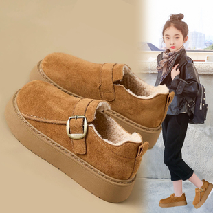女童勃肯鞋秋冬季新款二棉加绒儿童棉鞋防滑休闲女学生乐福鞋