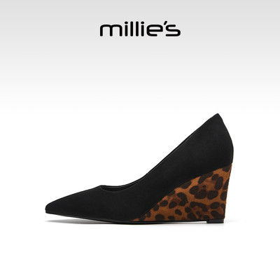 millies妙丽豹纹浅口尖头高跟鞋