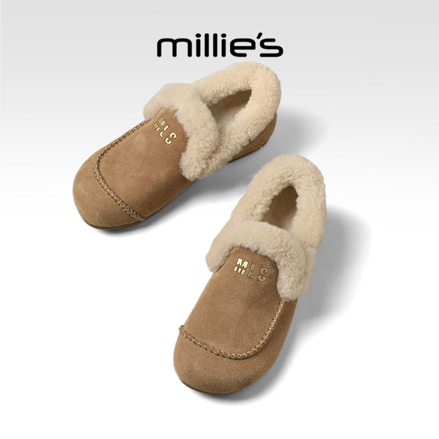 millies妙丽女鞋2025年冬季新款时尚复古加绒棉鞋百搭一脚蹬女鞋,女鞋,棉鞋,淘宝优惠券,粉丝福利购,淘宝优惠卷