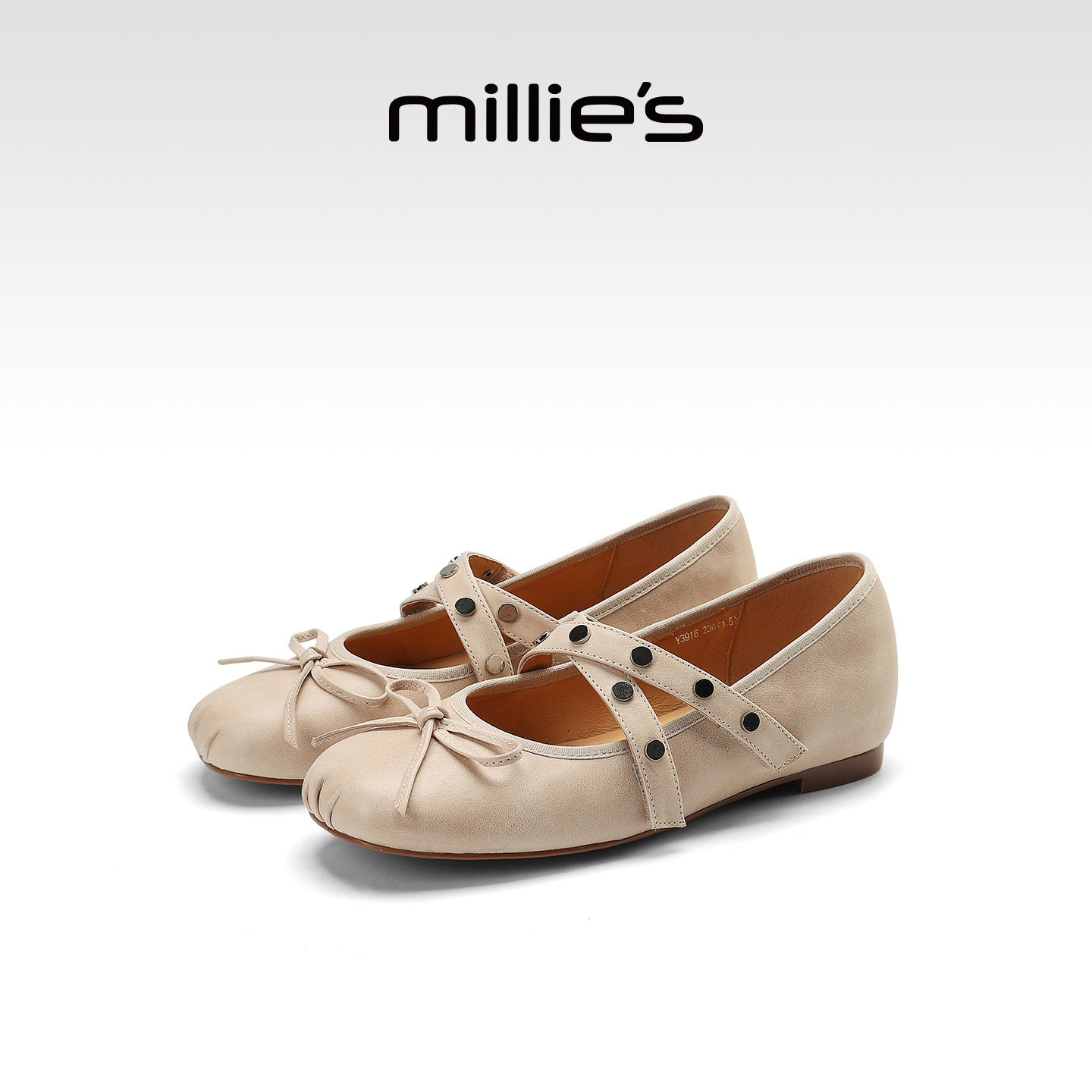 MILLIE'S/妙丽法式复古风玛丽珍鞋真皮平底浅口单鞋2026春夏新款