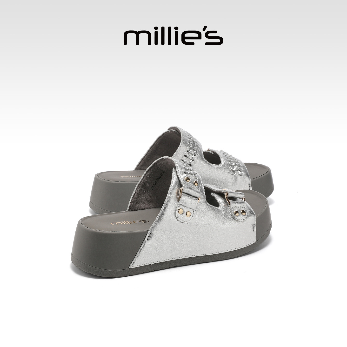MILLIE'S/妙丽休闲韩式露趾凉拖鞋女2026夏季新款外穿厚底一字拖