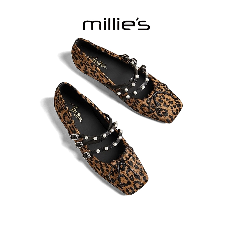 millies妙丽女鞋豹纹玛丽珍鞋