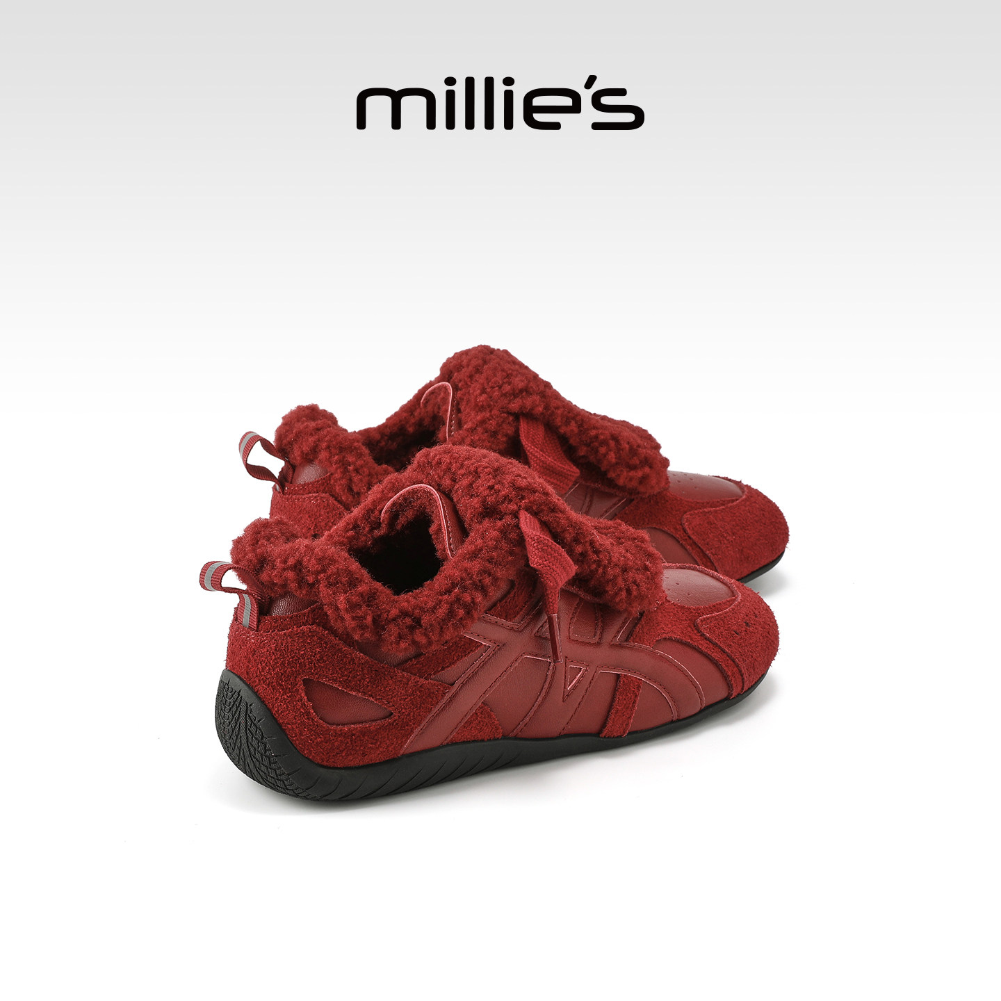 millies妙丽红色休闲鞋加绒女鞋