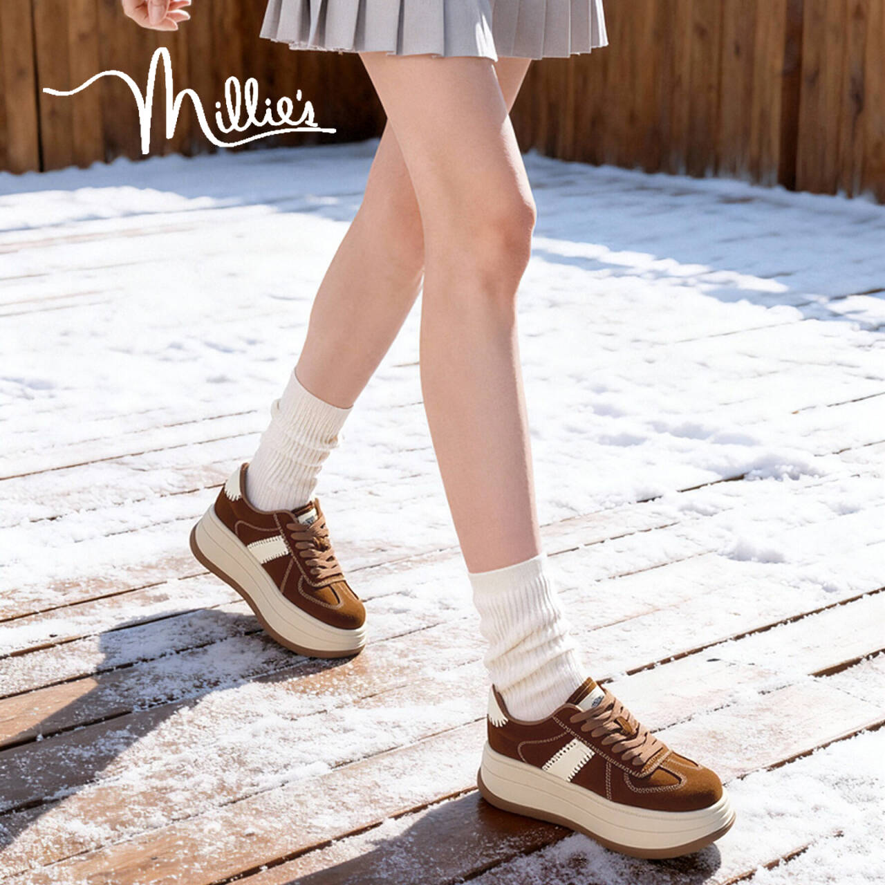 millies妙丽加绒女鞋百搭德训鞋