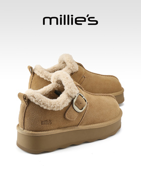 millies妙丽勃肯棉鞋女加绒保暖短靴2025冬季新款厚底防滑雪地靴