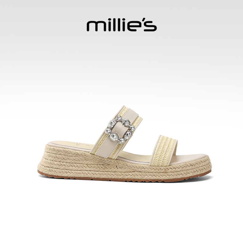 millies妙丽坡跟拖鞋女2025夏季新款外穿女士配裙子凉拖鞋不累脚