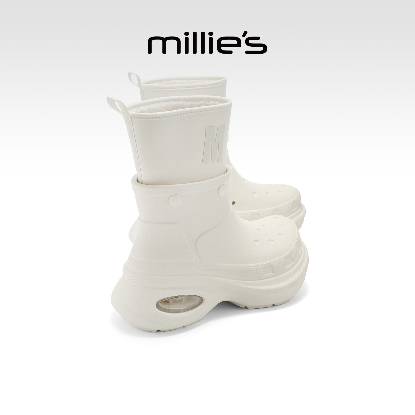 millies妙丽女鞋气垫短筒靴2025年秋冬新款加绒套筒靴保暖时装靴