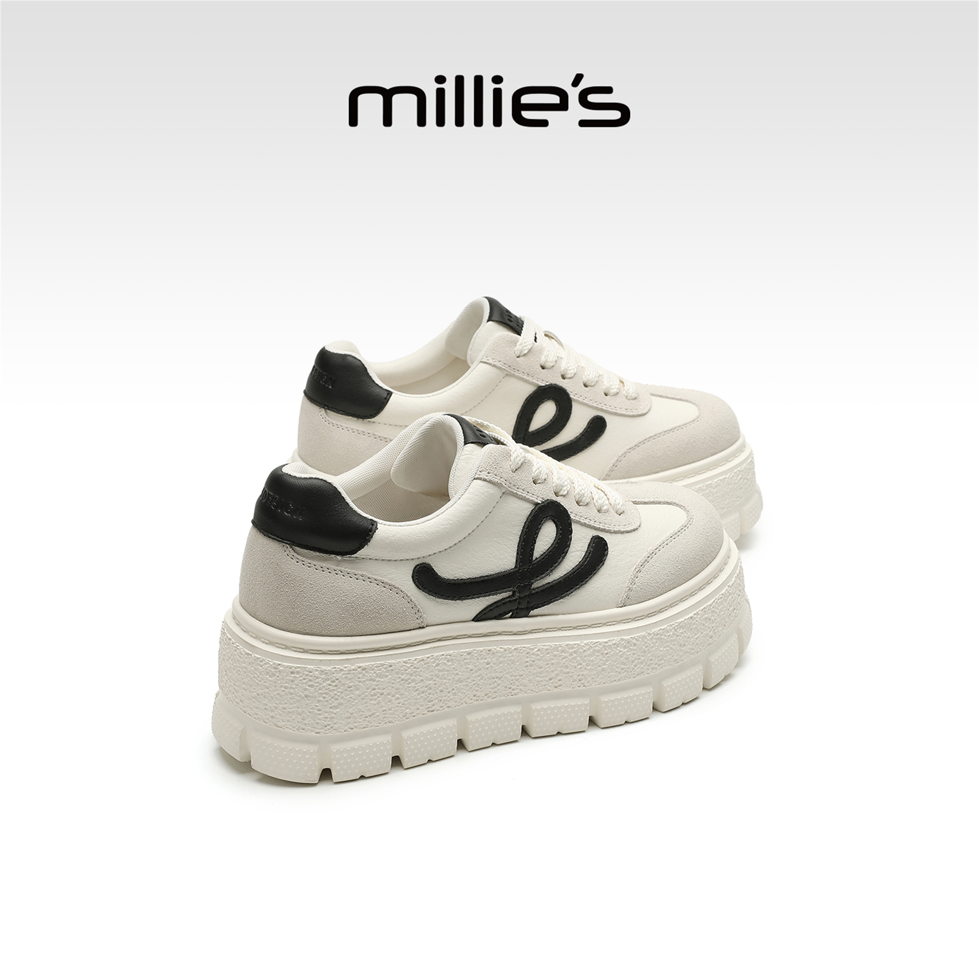 millies妙丽条纹时尚松糕鞋女鞋