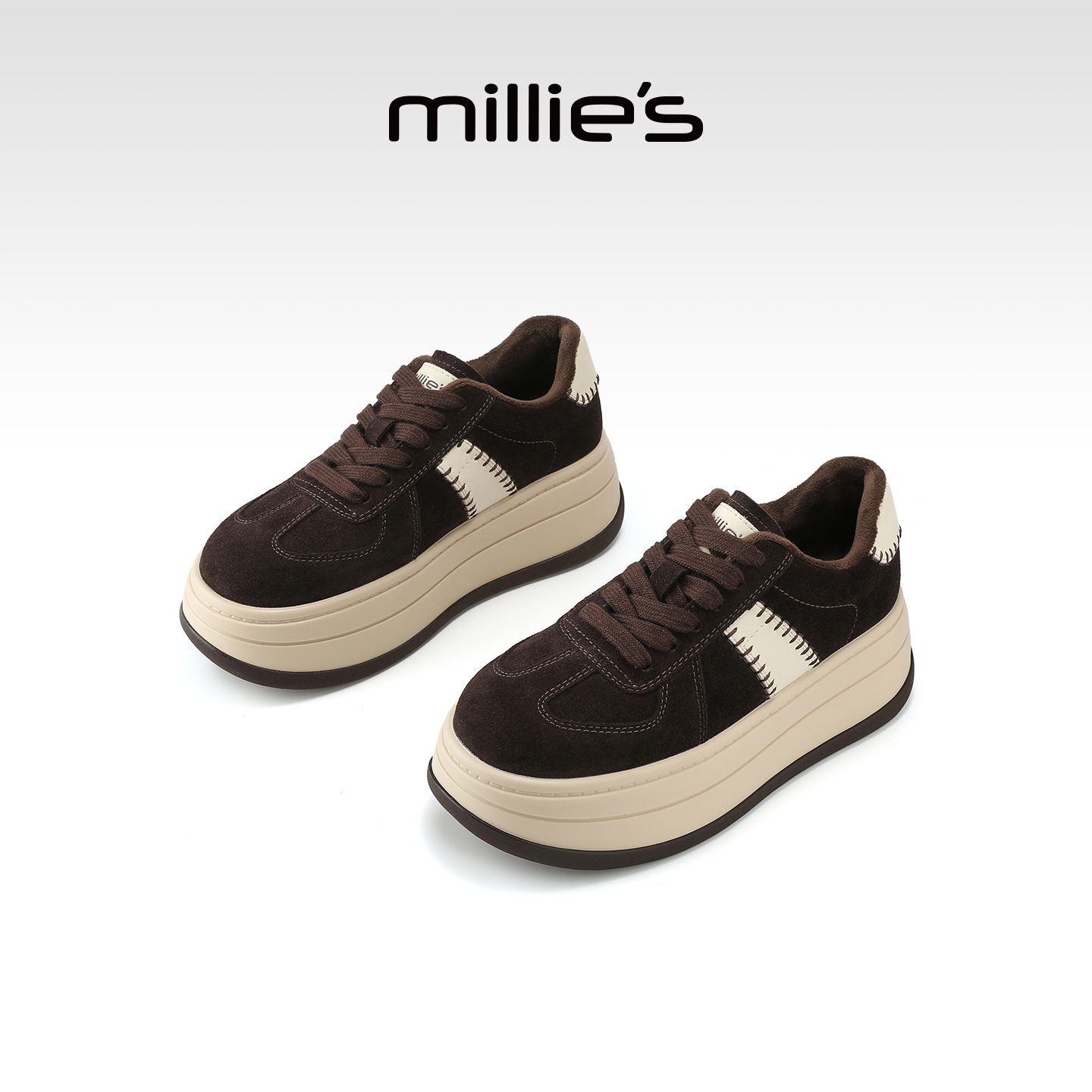 millies妙丽厚底加绒棉鞋女