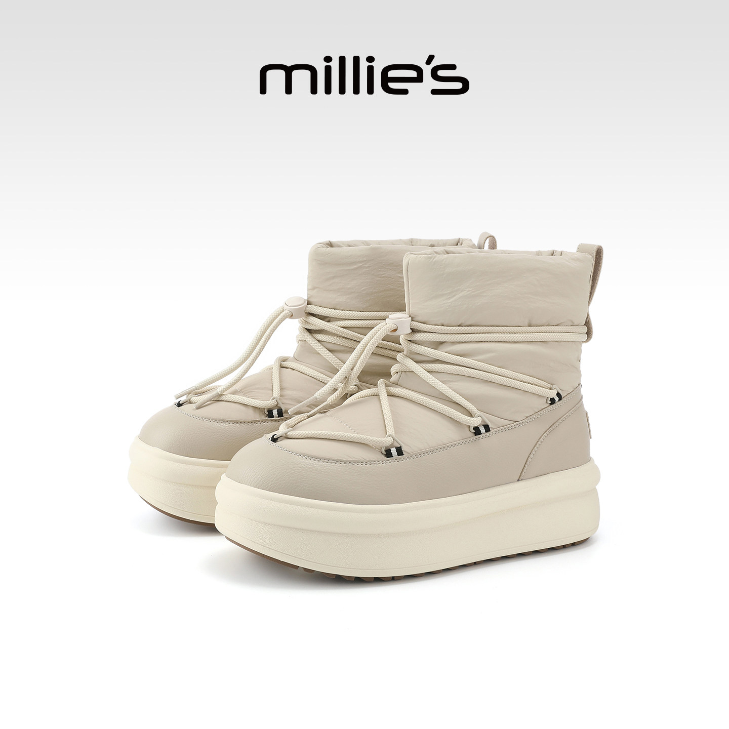 millies妙丽加绒雪地靴女靴2025年冬季新款厚底保暖短靴东北棉靴,女鞋,时尚雪地靴,淘宝优惠券,粉丝福利购,淘宝优惠卷
