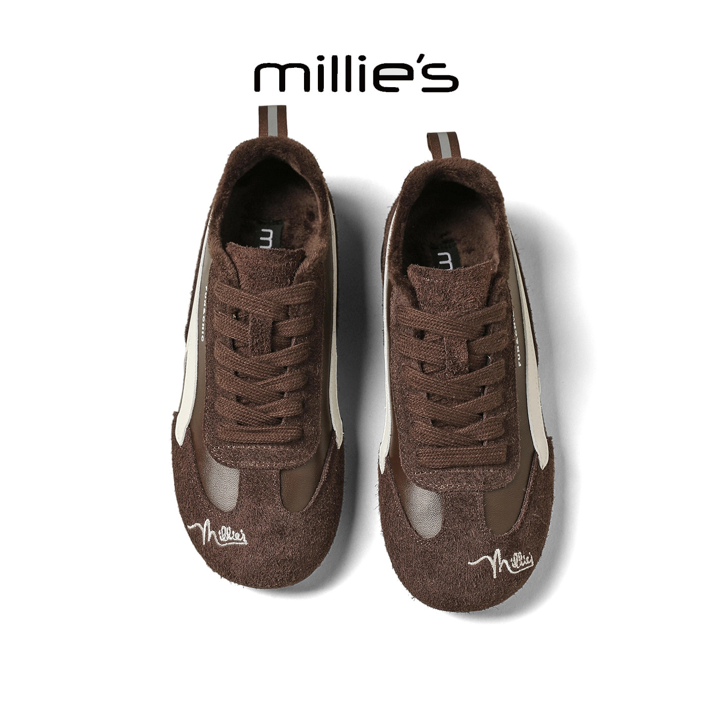millies妙丽复古阿甘鞋女鞋加绒棉鞋冬季新款真皮拼接时尚休闲鞋