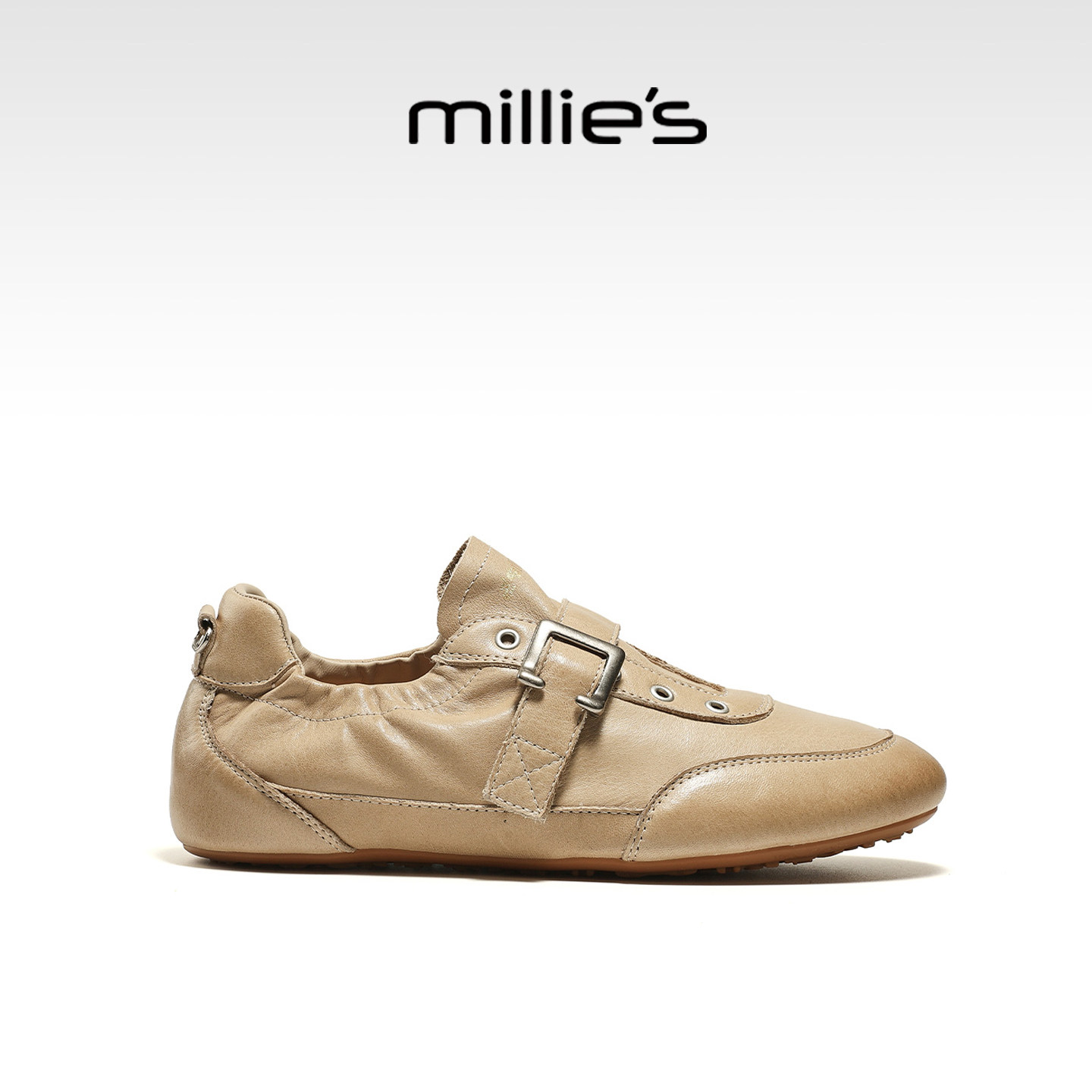 MILLIE'S/妙丽真皮德训鞋女款2026新款春季休闲运动鞋百搭小皮鞋