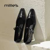 女鞋 妙丽小黑鞋 新款 MILLIE 浅口单鞋 2026春季 真皮优雅玛丽珍鞋