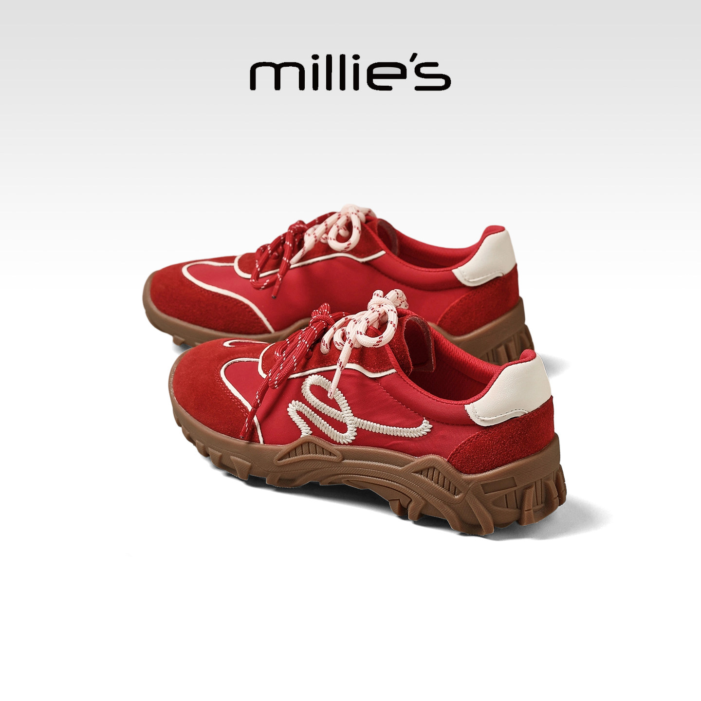 MILLIE'S/妙丽红色深口单鞋女鞋2026春季新款百搭休闲鞋厚底增高,女鞋,深口单鞋,淘宝优惠券,粉丝福利购,淘宝优惠卷