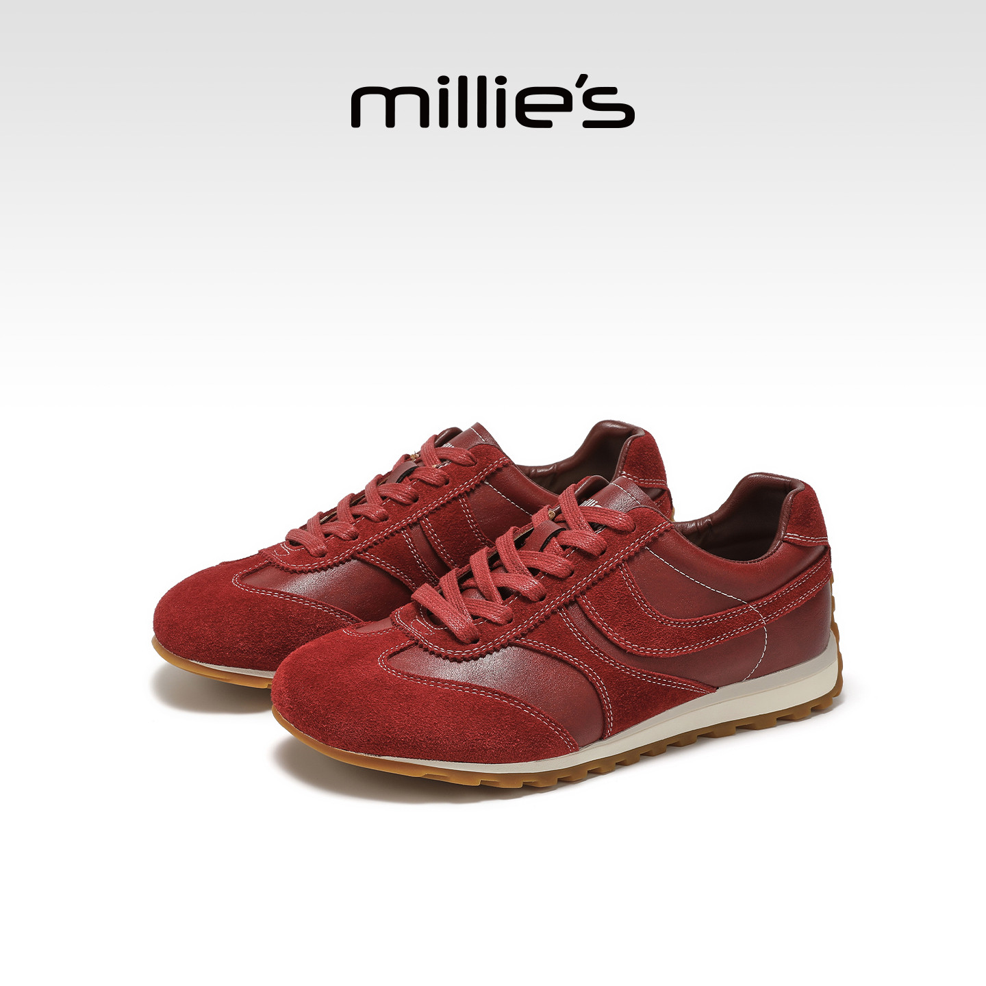MILLIE'S/妙丽复古阿甘鞋女款红色圆头平底休闲鞋时尚运动鞋女鞋,女鞋,深口单鞋,淘宝优惠券,粉丝福利购,淘宝优惠卷