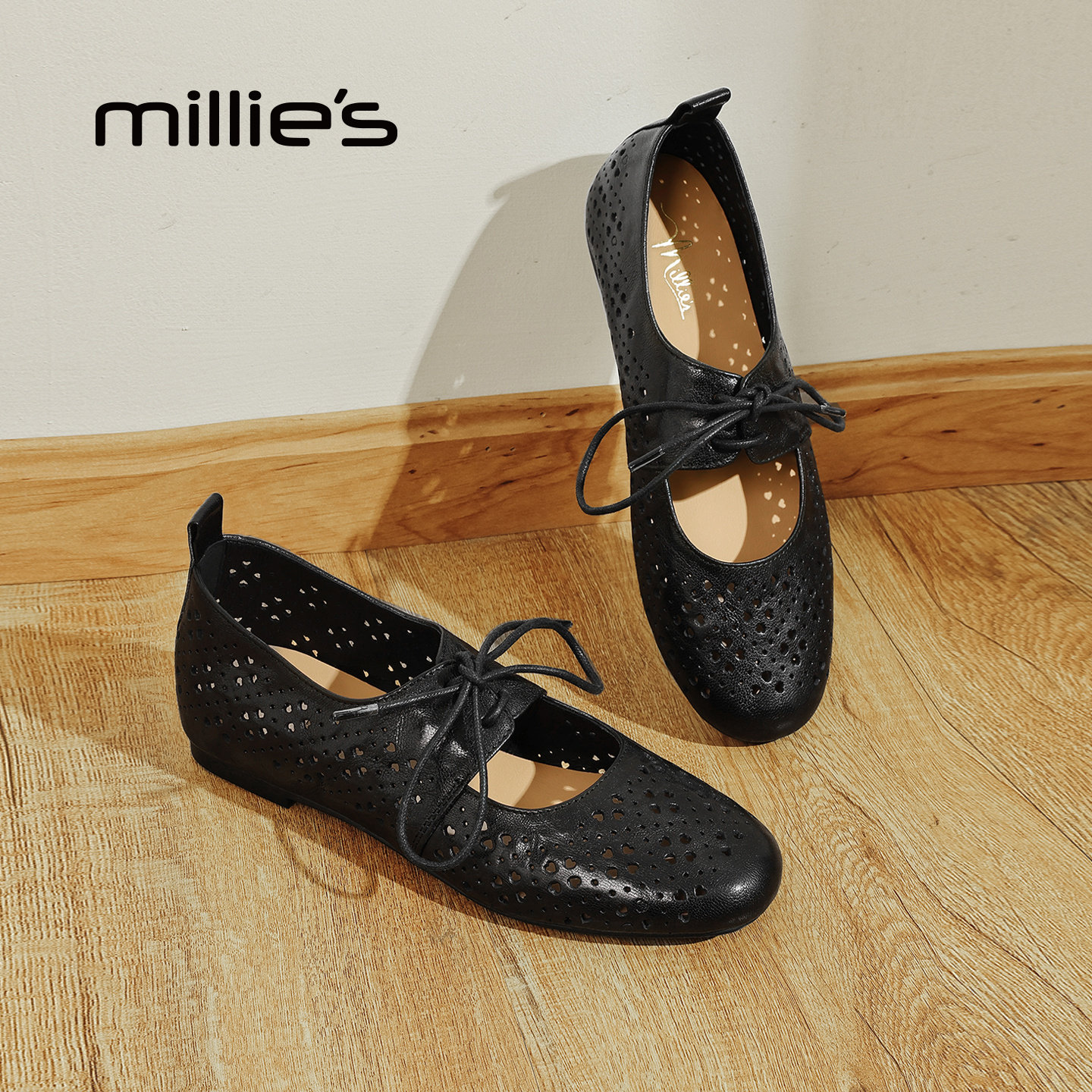MILLIE'S/妙丽芭蕾舞平底鞋镂空浅口单鞋女款玛丽珍鞋子春季新款,女鞋,时尚芭蕾鞋,淘宝优惠券,粉丝福利购,淘宝优惠卷