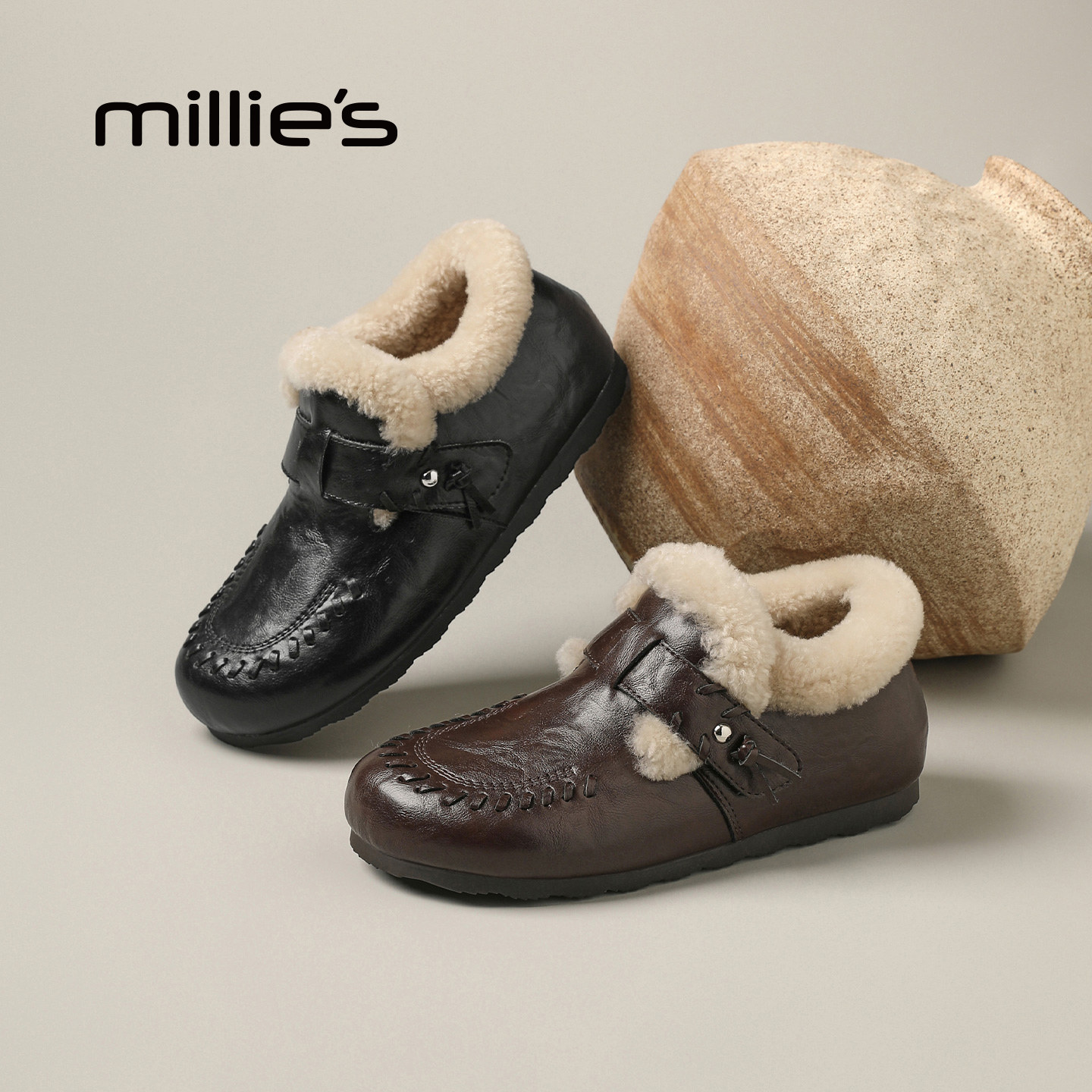 MILLIE'S/妙丽勃肯鞋女深口单鞋加绒保暖一脚蹬厚底棉鞋秋冬新款,女鞋,深口单鞋,淘宝优惠券,粉丝福利购,淘宝优惠卷