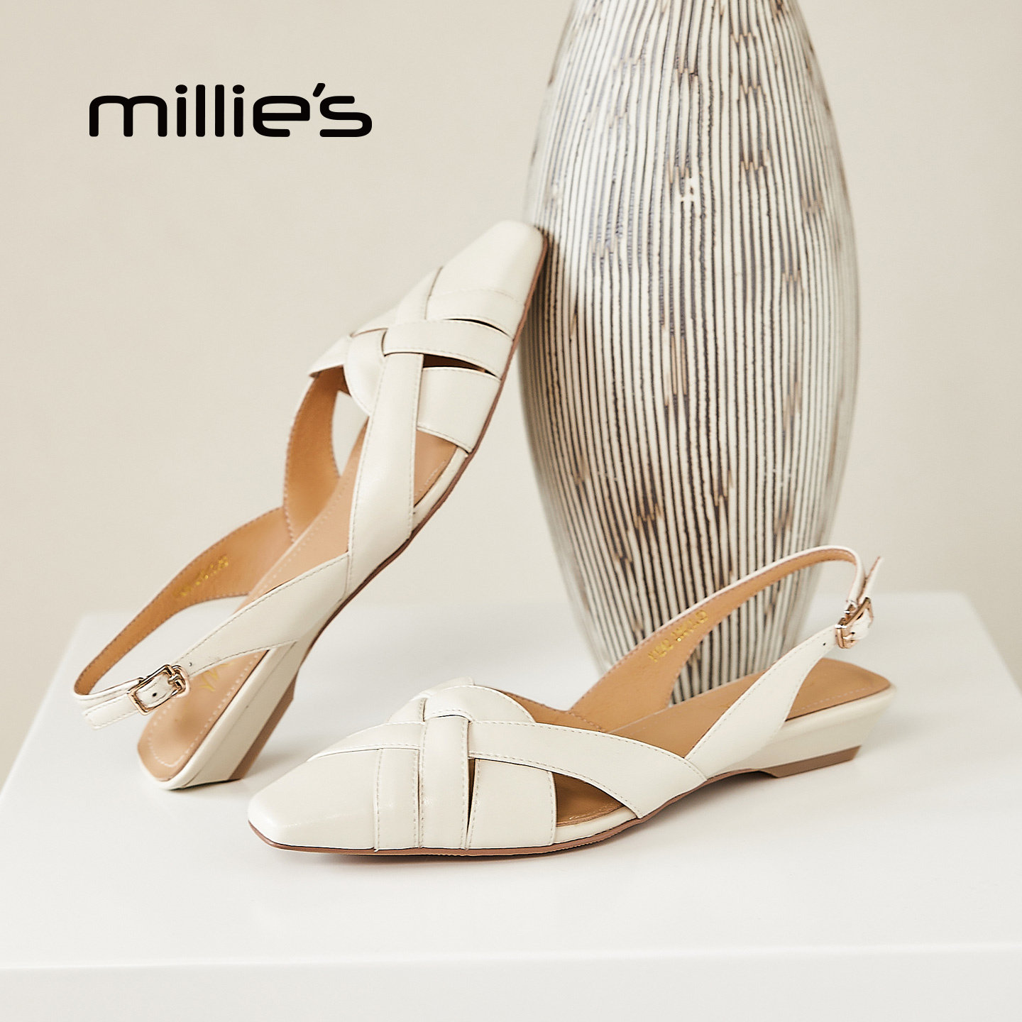 millies妙丽女士半拖鞋女夏季新款不累脚外穿包头凉鞋后绊带凉拖