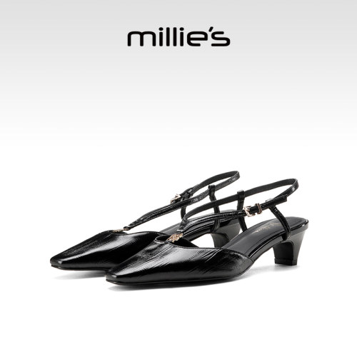 millies妙丽方头后空包头凉鞋女