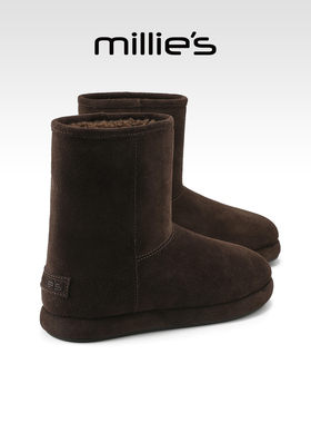 millies妙丽冬季雪地靴女款2025年冬季新款简约厚底烟筒靴大棉靴