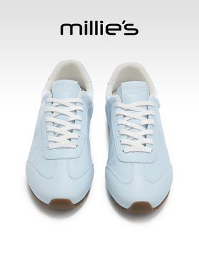 MILLIE'S/妙丽阿甘鞋女款2026初春新款蓝色平底百搭舒适休闲鞋女