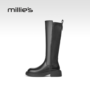 millies妙丽秋冬加绒保暖棉靴女靴2025新款 厚底增高雪地靴骑士靴