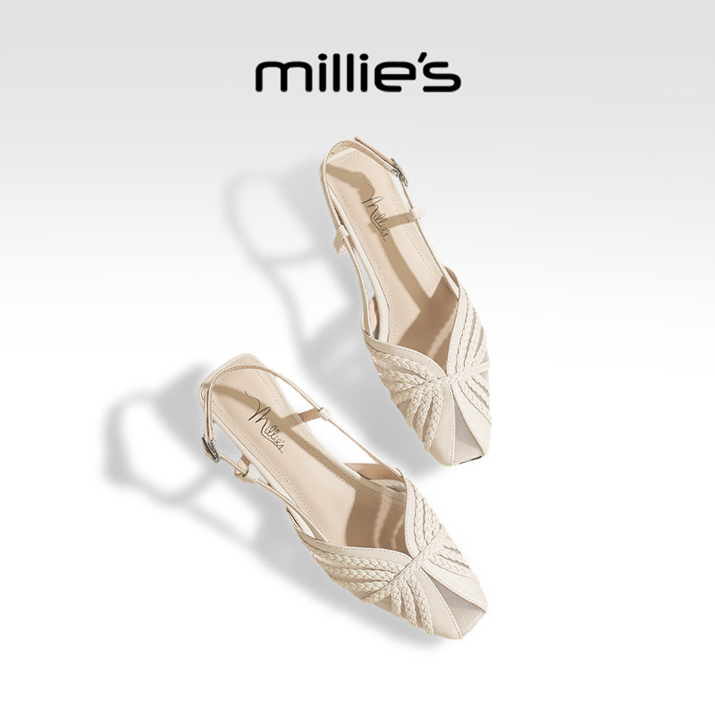 MILLIE'S/妙丽女士凉鞋新款透气网纱浅口包头凉鞋女时装休闲气质