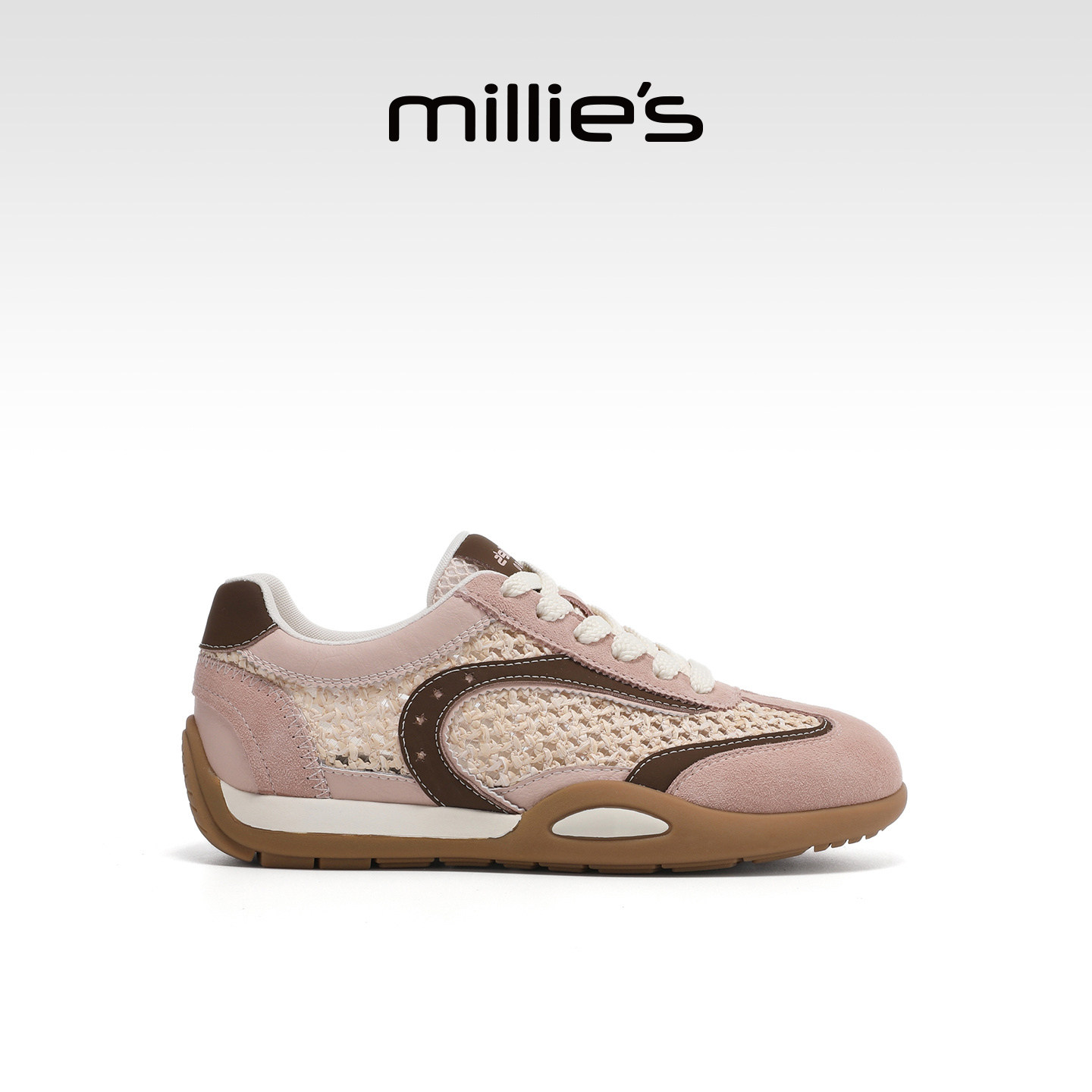 MILLIE'S/妙丽网面镂空德训鞋女款透气夏季单鞋运动休闲厚底阿甘