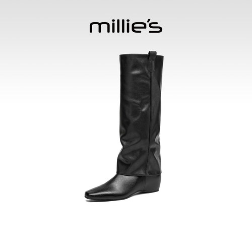 millies妙丽复古拼接两穿女长靴