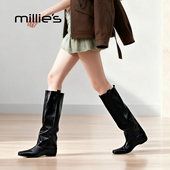 复古长筒高筒时装 millies妙丽两穿瘦瘦靴女靴2025年秋冬季 新款 靴