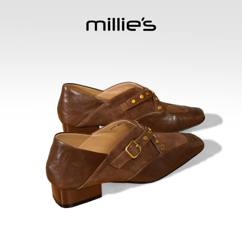 millies妙丽复古方头单鞋小皮鞋