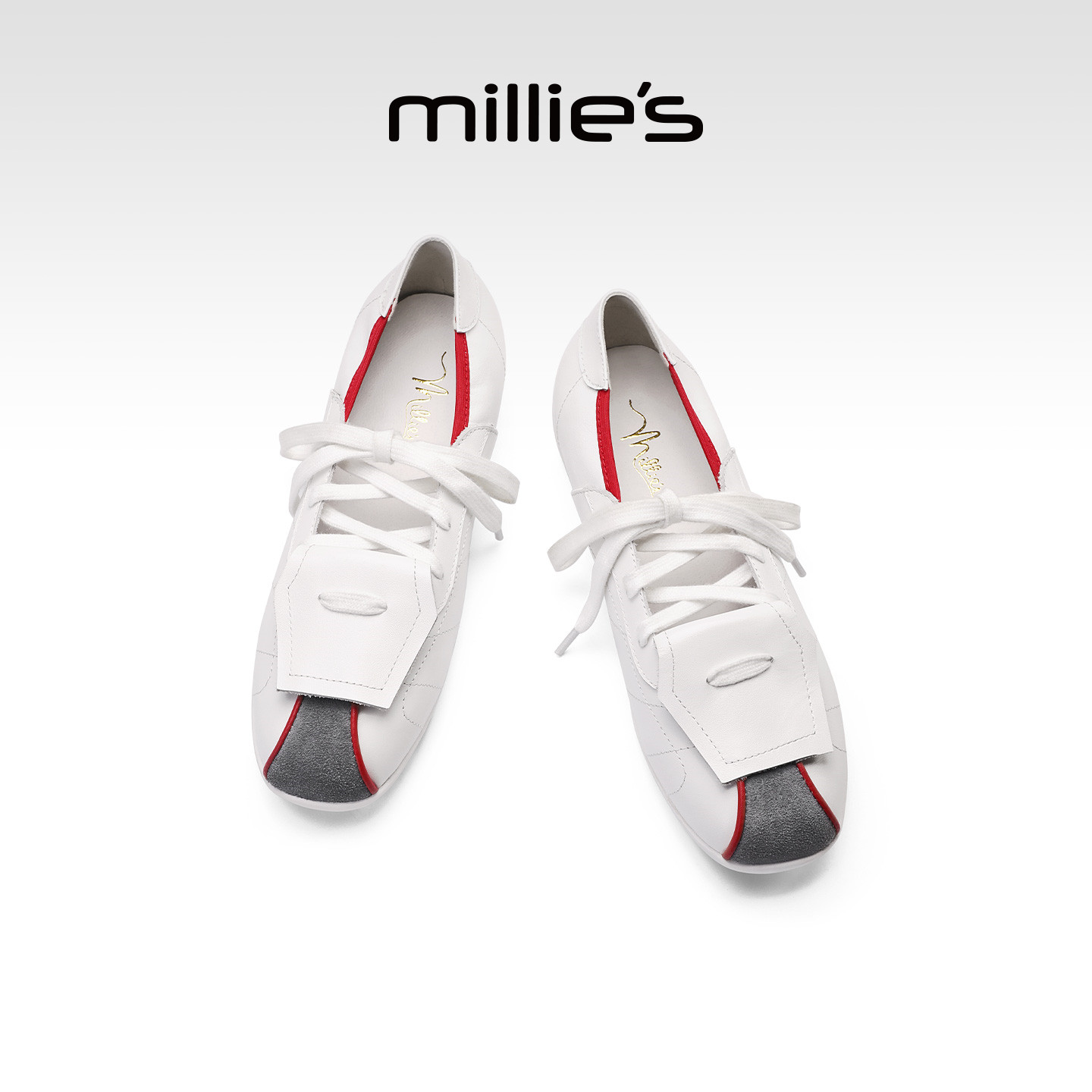 MILLIE'S/妙丽复古风白色系带芭蕾舞鞋女款百搭单鞋2026春季新款,女鞋,时尚芭蕾鞋,淘宝优惠券,粉丝福利购,淘宝优惠卷