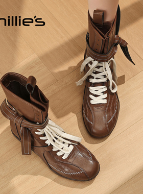 millies妙丽美拉德加绒靴子女2025冬季增高德训靴拳击靴厚底短靴