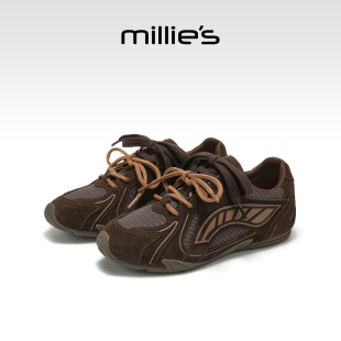 新款 女鞋 运动芭蕾鞋 德训鞋 millies妙丽卵石复古时尚 老爹鞋 休闲鞋