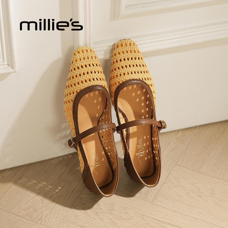 millies妙丽女士气质编织凉鞋女