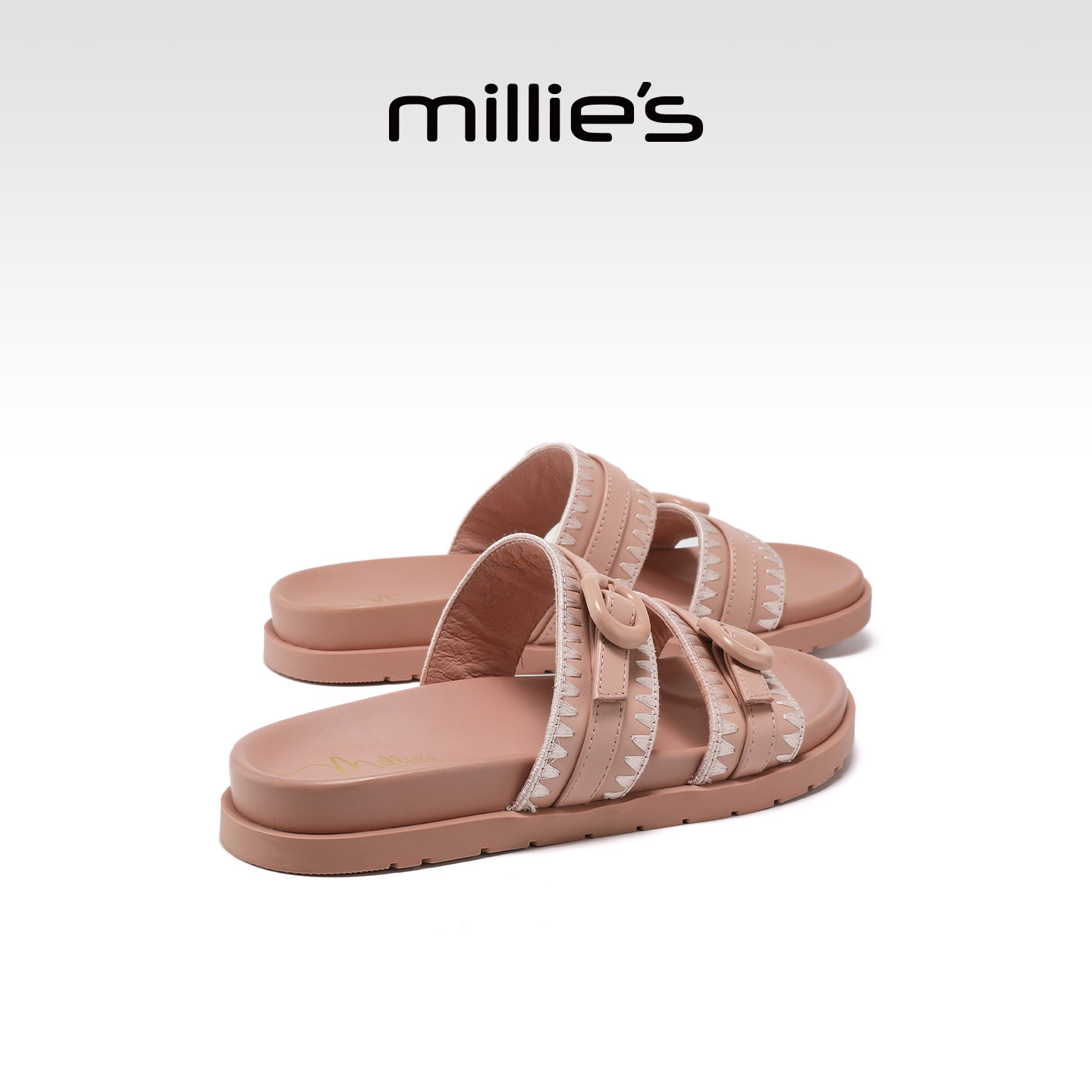 MILLIE'S/妙丽时尚厚底凉拖鞋女2026夏季新款外穿真皮休闲一字拖
