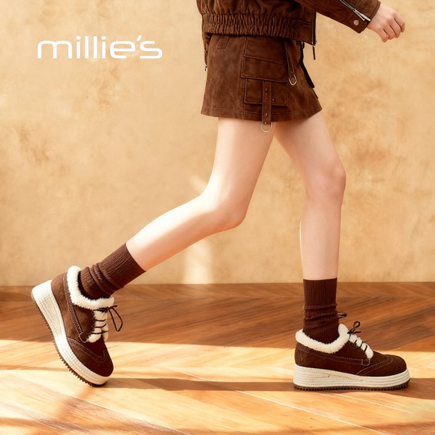 millies妙丽女鞋加绒保暖棉鞋