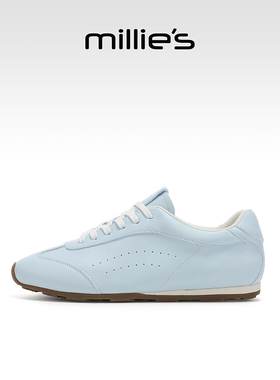 MILLIE'S/妙丽蓝色德训鞋女款2026初春百搭休闲运动鞋软底系带鞋
